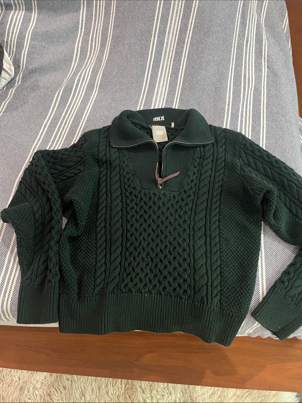 Kith Dark Green Cable Half-Zip Sweater